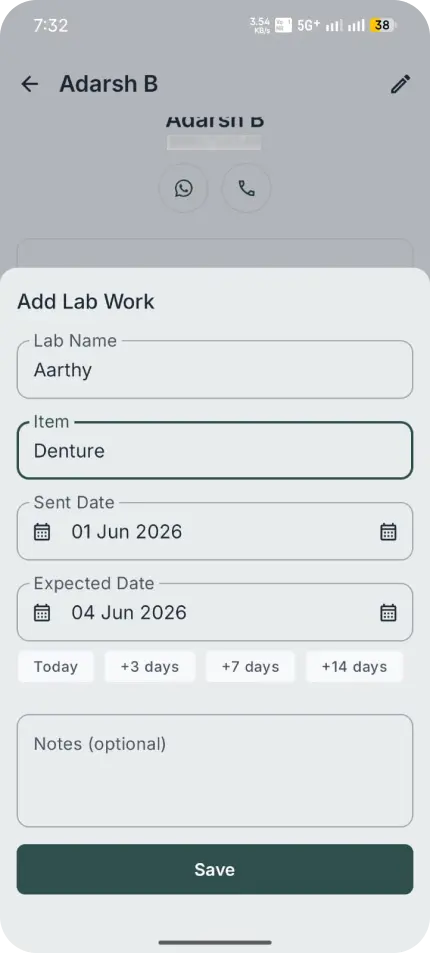 Add lab work screen